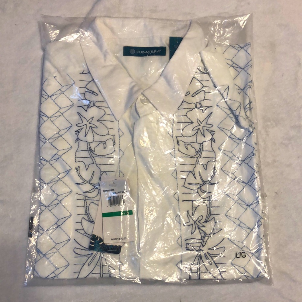 Cubavera, men’s shirt, size large, brilliant white